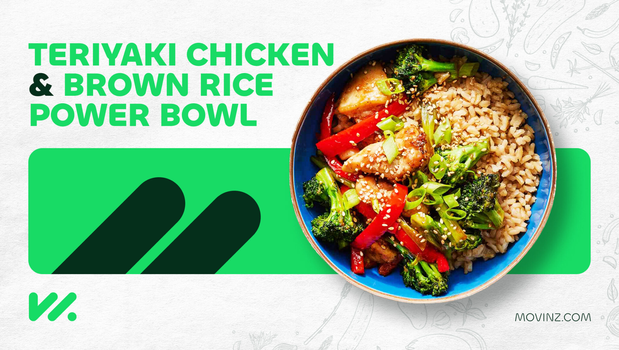 View of Teriyaki Chicken & Brown Rice Power Bowl - Movinz