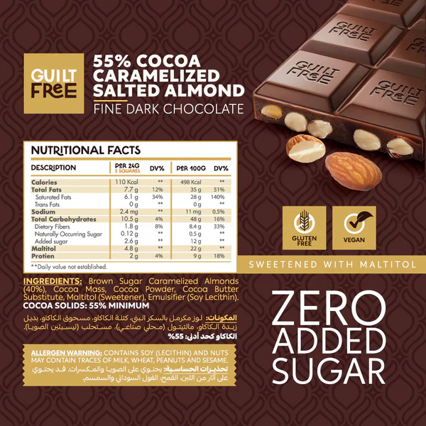 Guilt Free Chocolate Bar – Almond Chocolate - Image 2