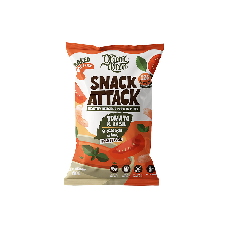 Organic Nation Snack Attack Protein Puffs – Tomato & Basil